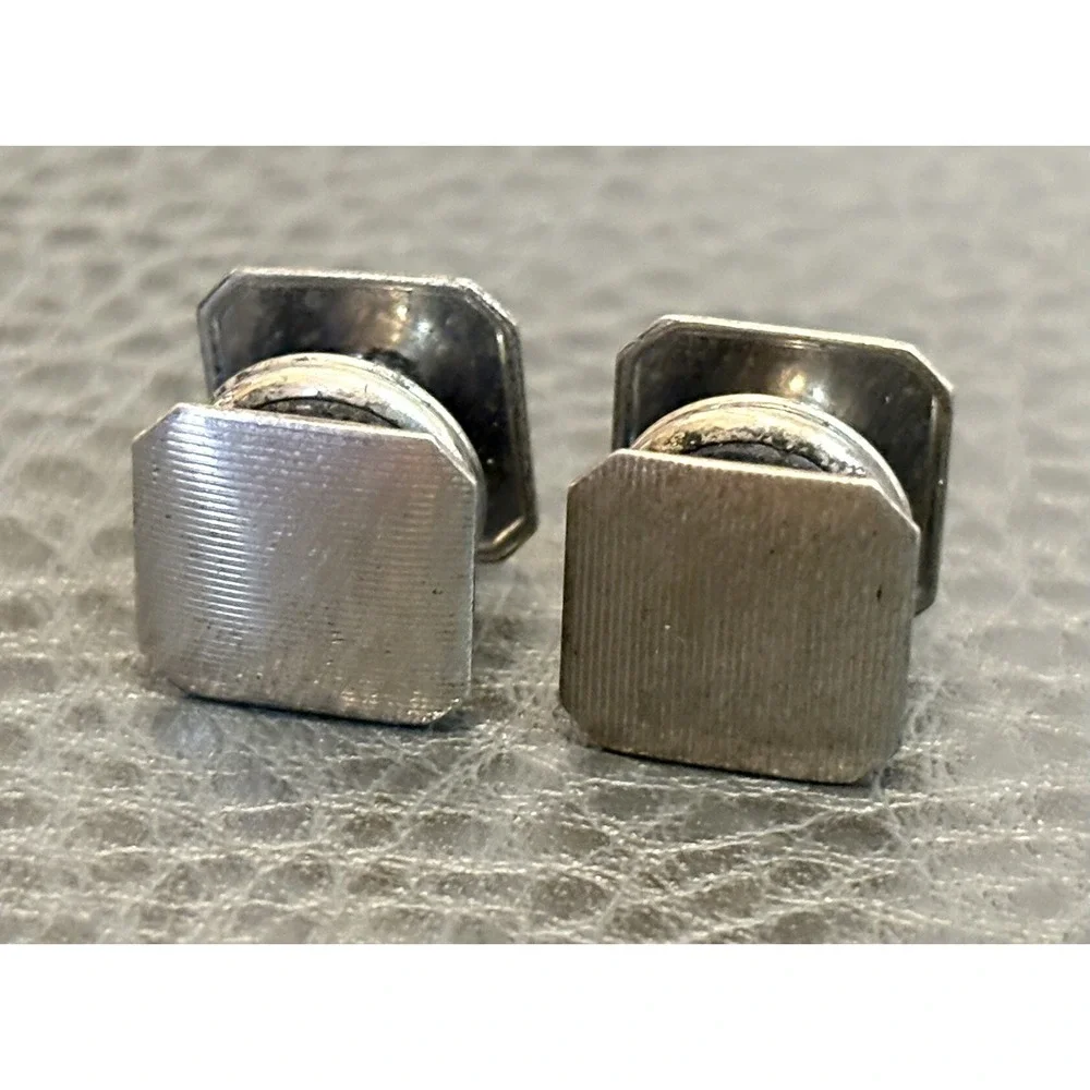 Vintage B&W Co Kum-A-Part Art Deco Sterling Silver Top Snap Cufflinks Pat 1923
